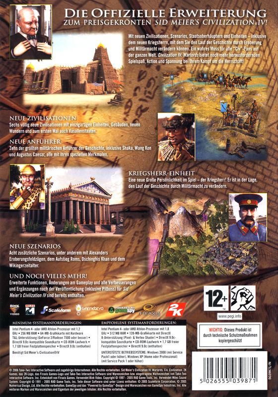 Other for Sid Meier's Civilization IV: Complete (Windows) (The three keep cases are held together by a package band.): Warlords - Keep Case - Back