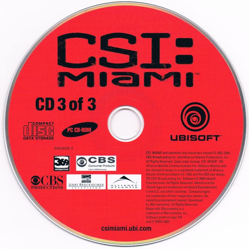 Media for CSI: Miami (Windows) (Ubisoft eXclusive release): CD 3/3