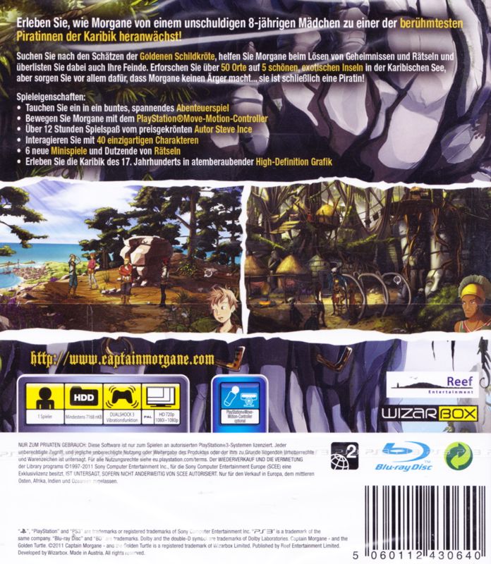 Back Cover for Captain Morgane and the Golden Turtle (PlayStation 3)