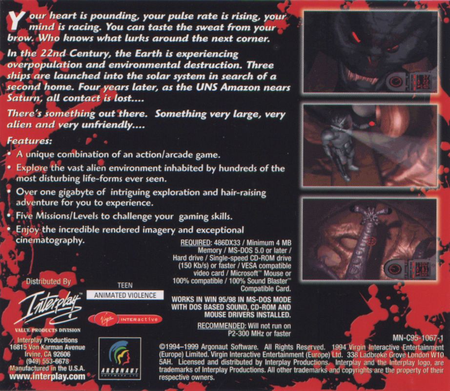 Other for Creature Shock (DOS) (1999 Interplay release): Jewel Case - Back