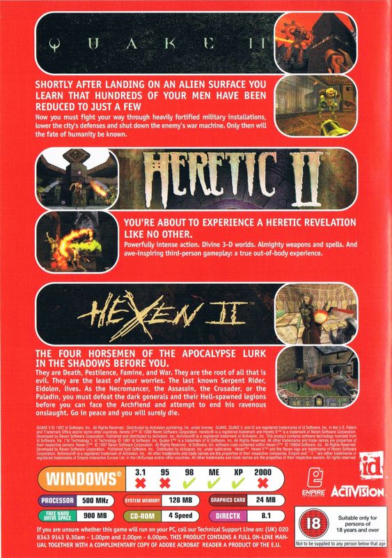 Other for First Person Shooter Collection (Windows): Keep Case - Heretic II, Hexen II and Quake II - Back