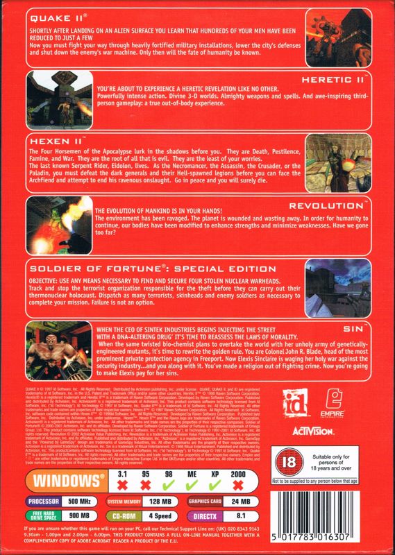 Back Cover for First Person Shooter Collection (Windows)