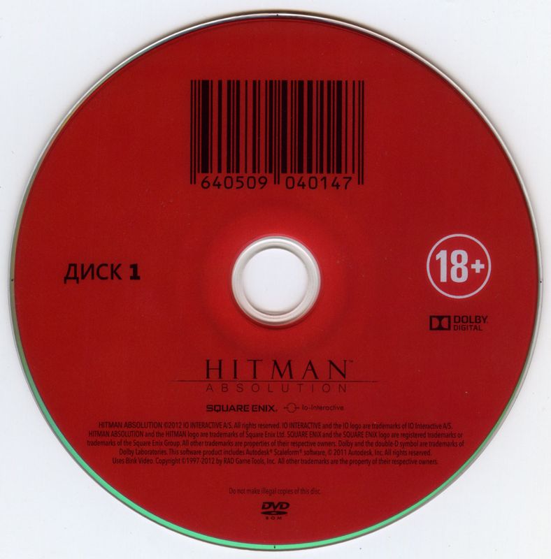 Media for Hitman: Absolution (Windows): Disc 1/2