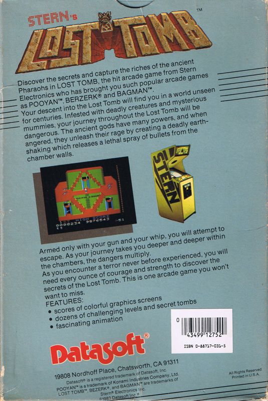 Back Cover for Lost Tomb (Commodore 64)