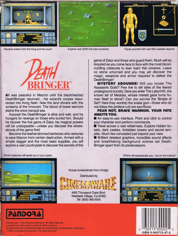 Back Cover for Death Bringer (Commodore 64)