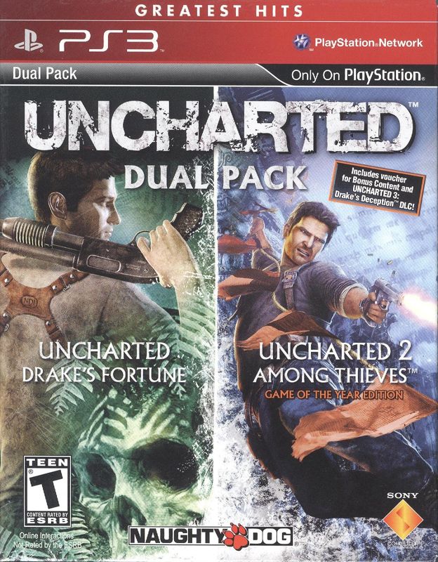 Front Cover for Uncharted: Dual Pack (PlayStation 3) (Greatest Hits release)