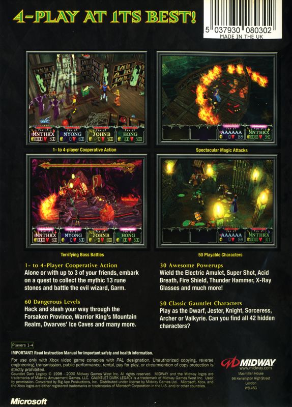 Back Cover for Gauntlet: Dark Legacy (Xbox)
