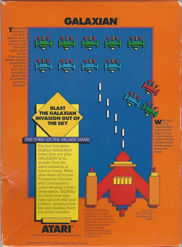 Back Cover for Galaxian (ColecoVision)