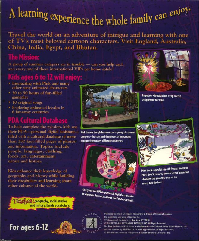Back Cover for The Pink Panther: Passport to Peril (Windows 16-bit)