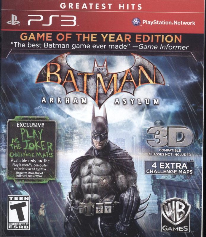 Front Cover for Batman: Arkham Asylum - Game of the Year Edition (PlayStation 3) (Greatest Hits release)
