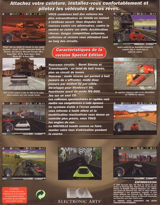 Back Cover for The Need for Speed: Special Edition (DOS and Windows)