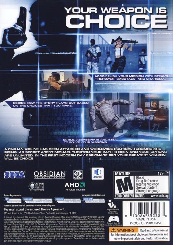 Back Cover for Alpha Protocol (Windows)