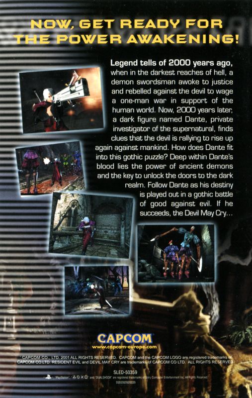 Manual for Resident Evil: Code: Veronica X (PlayStation 2): DMC Demo - Back