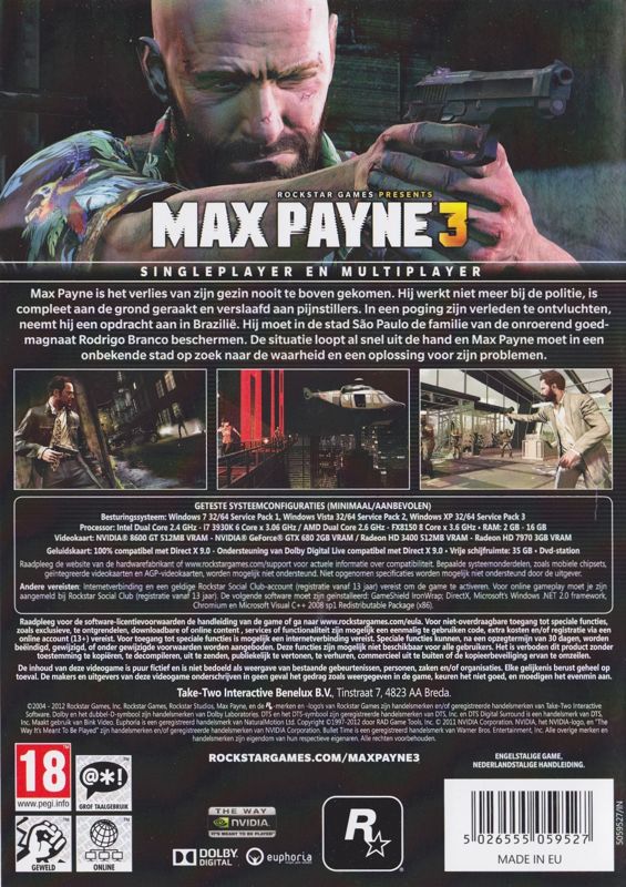 Max Payne 3 cover or packaging material - MobyGames