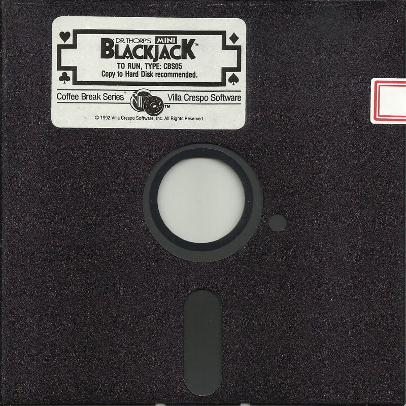 Media for Dr. Thorp's Mini Blackjack (DOS) (Dual media release): 5.25" Disk