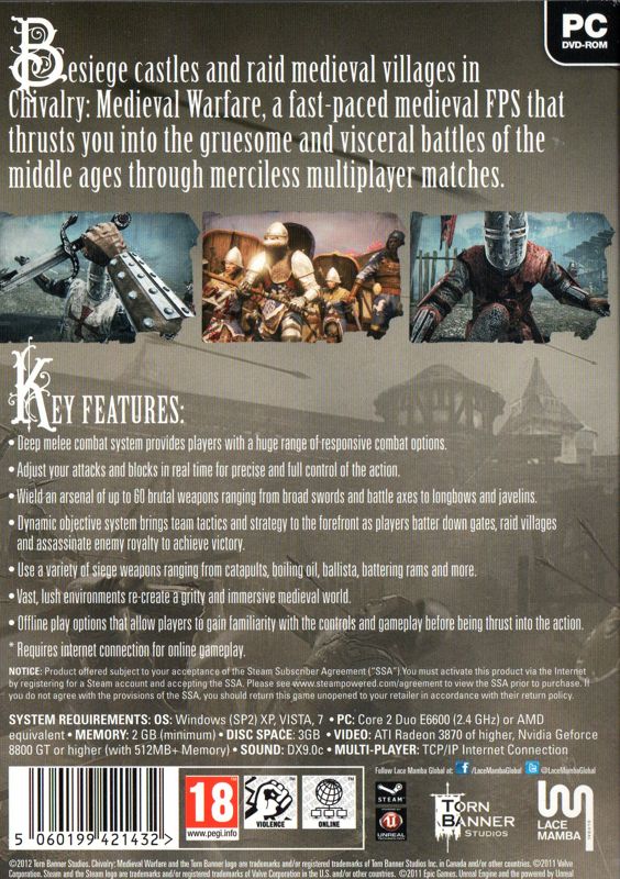 Back Cover for Chivalry: Medieval Warfare (Windows)