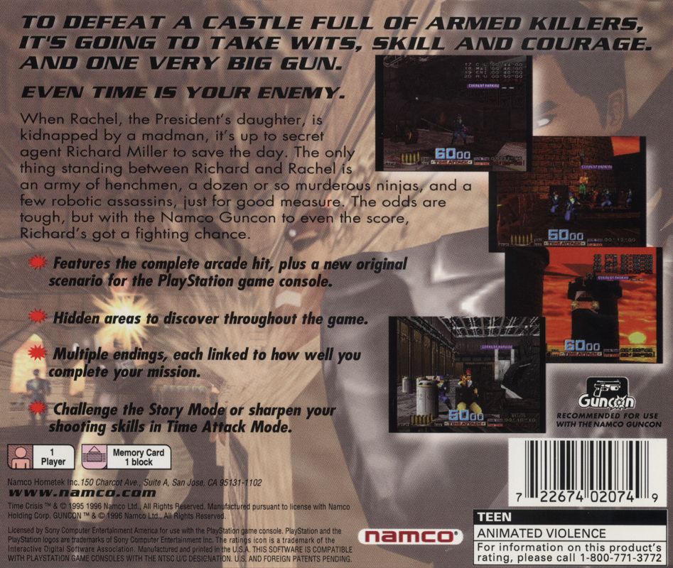 Back Cover for Time Crisis (PlayStation)