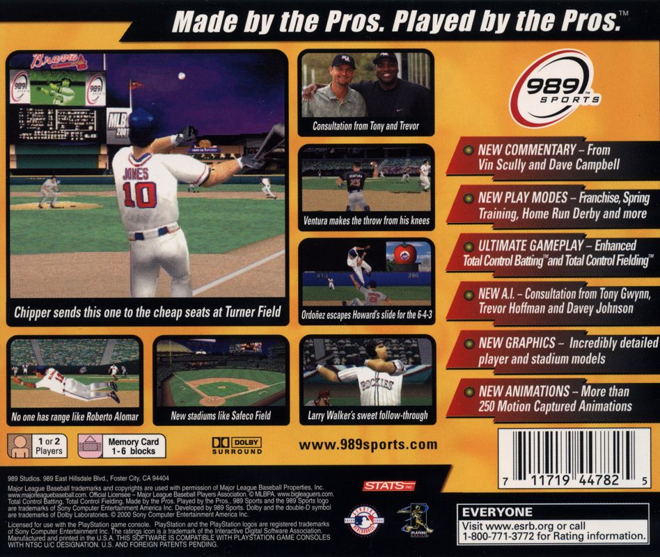 Back Cover for MLB 2001 (PlayStation)