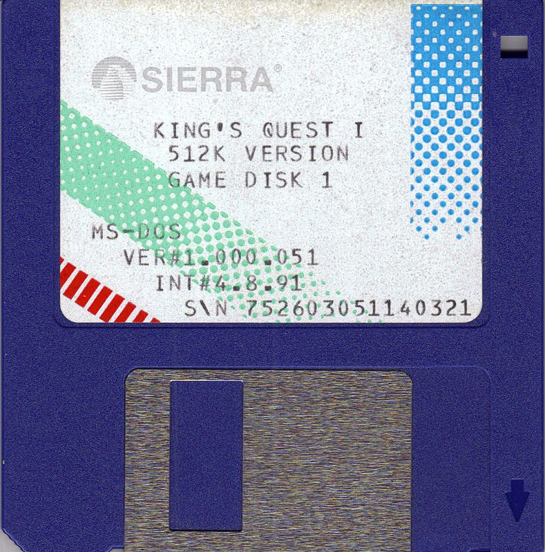 Media for Roberta Williams' King's Quest I: Quest for the Crown (DOS) (3.5" Diskette release): 1/3