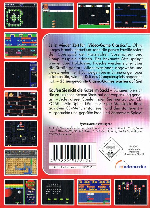 Back Cover for Video Game Classics (Windows)