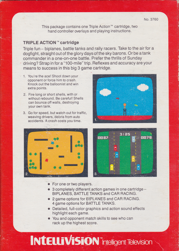 Back Cover for Triple Action (Intellivision) (Original release)
