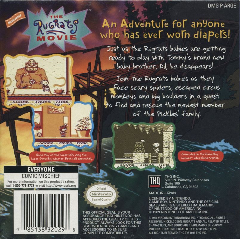 Back Cover for The Rugrats Movie (Game Boy)