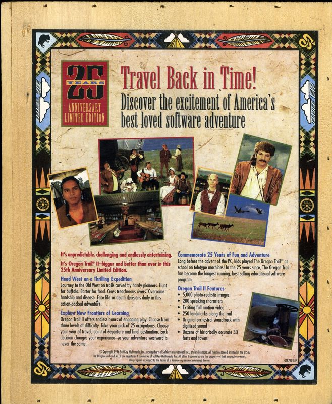 Back Cover for Oregon Trail II: 25th Anniversary Limited Edition (Macintosh and Windows) (Wooden box)