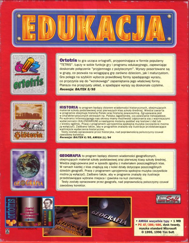 Back Cover for Edukacja (DOS) (3.5" Floppy Disk release)