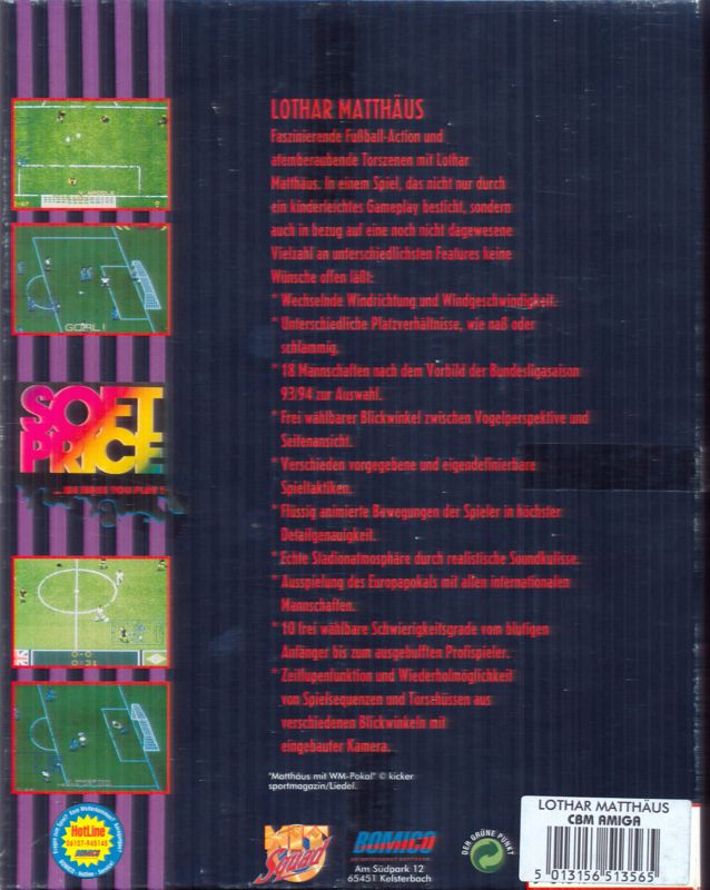 Back Cover for European Champions (Amiga)