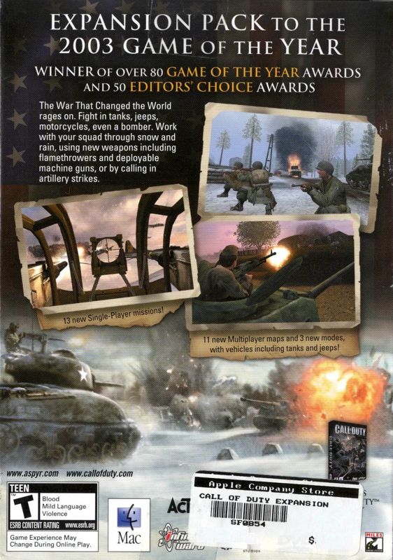 Back Cover for Call of Duty: United Offensive (Macintosh)