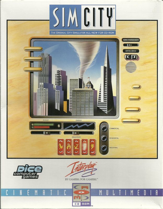 Front Cover for SimCity: Enhanced CD-ROM (DOS) (Dice Multimedia release)