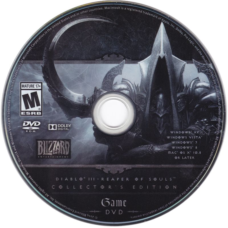 Media for Diablo III: Reaper of Souls (Collector's Edition) (Macintosh and Windows): Game Disc