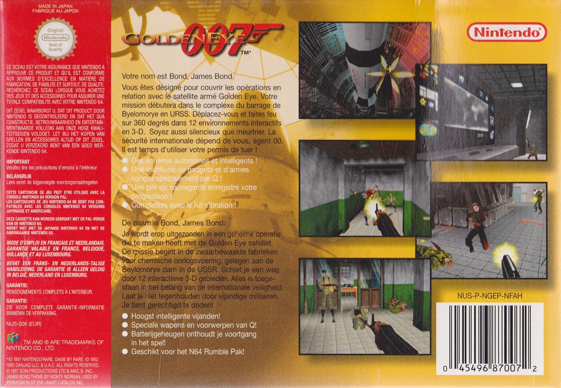 Back Cover for GoldenEye 007 (Nintendo 64)