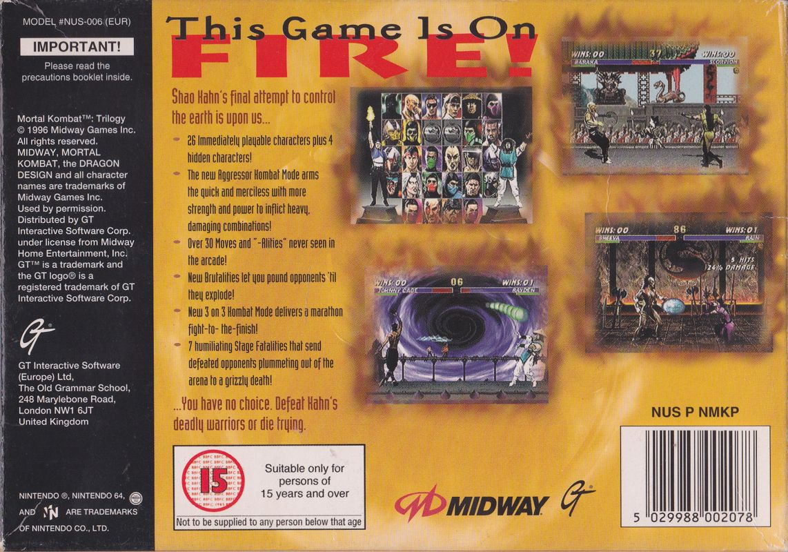 Back Cover for Mortal Kombat Trilogy (Nintendo 64)