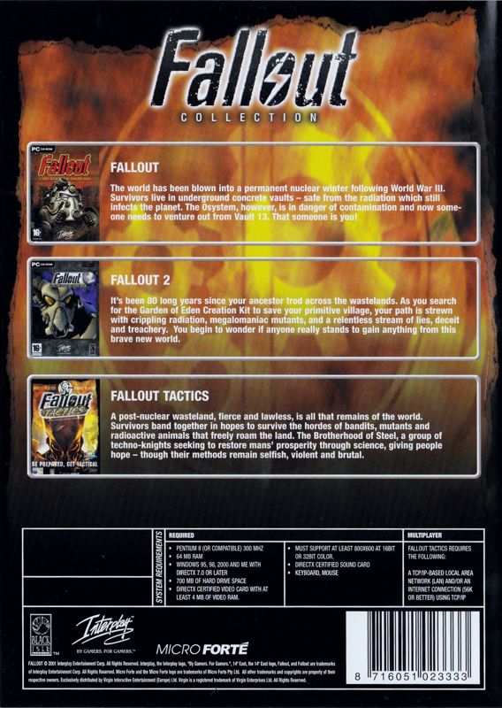 Back Cover for Fallout: Trilogy (Windows) (CD-ROM release)