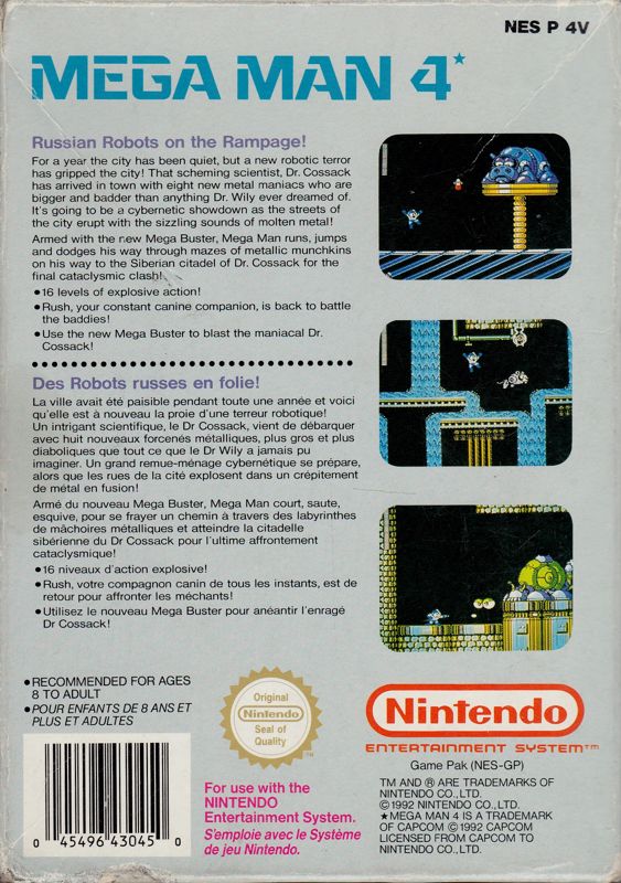 Back Cover for Mega Man 4 (NES)