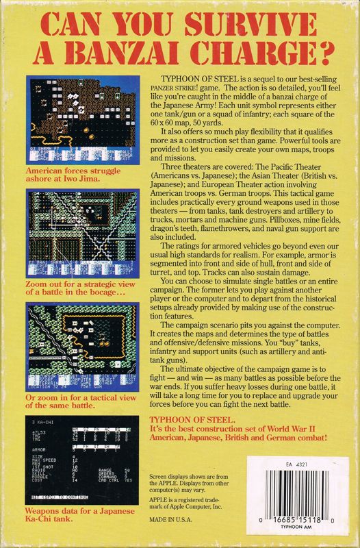 Back Cover for Typhoon of Steel (Amiga)