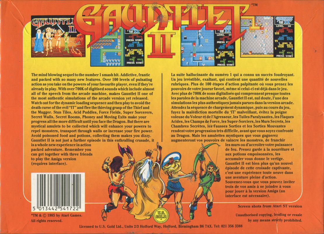 Back Cover for Gauntlet II (Amiga)