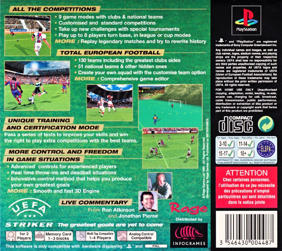 Back Cover for Striker Pro 2000 (PlayStation)