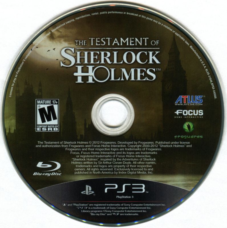 The Testament of Sherlock Holmes cover or packaging material - MobyGames