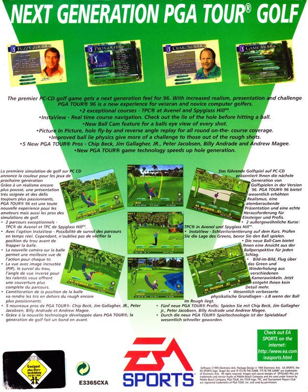 Back Cover for PGA Tour 96 (DOS)