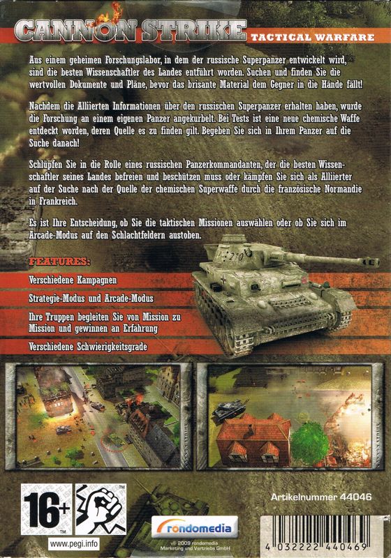 Back Cover for Cannon Strike (Windows)