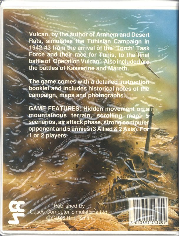 Back Cover for Vulcan: The Tunisian Campaign (DOS)