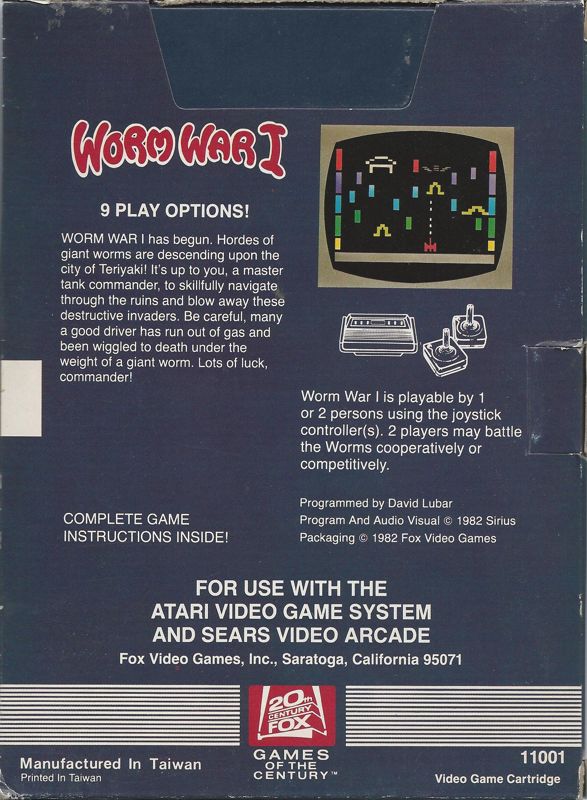 Back Cover for Worm War I (Atari 2600)