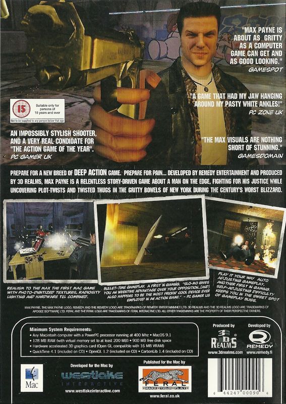 Back Cover for Max Payne (Macintosh)