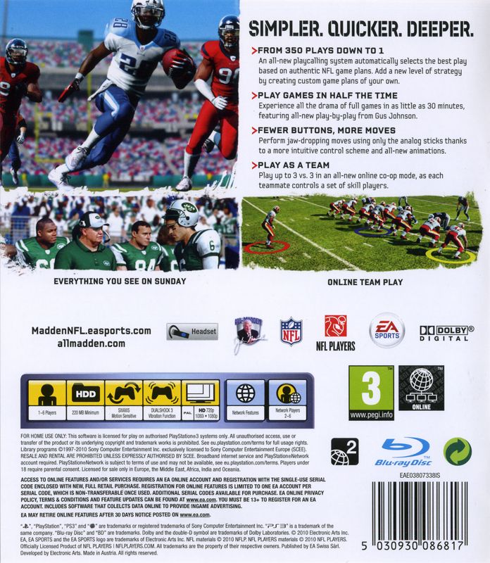 Madden NFL 11 cover or packaging material - MobyGames