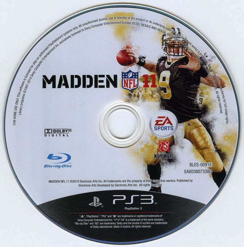 Media for Madden NFL 11 (PlayStation 3)