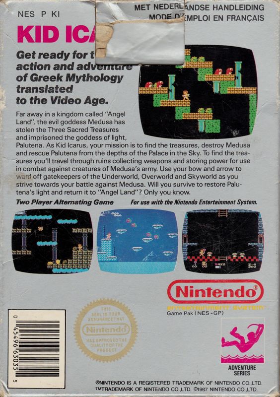 Back Cover for Kid Icarus (NES)