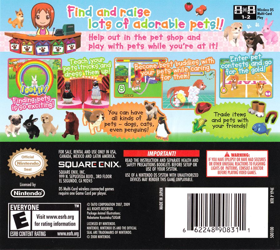 Back Cover for My Pet Shop (Nintendo DS)
