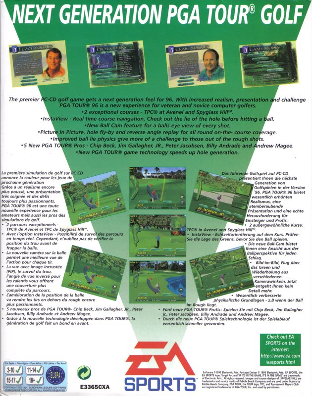 Back Cover for PGA Tour 96 (DOS)